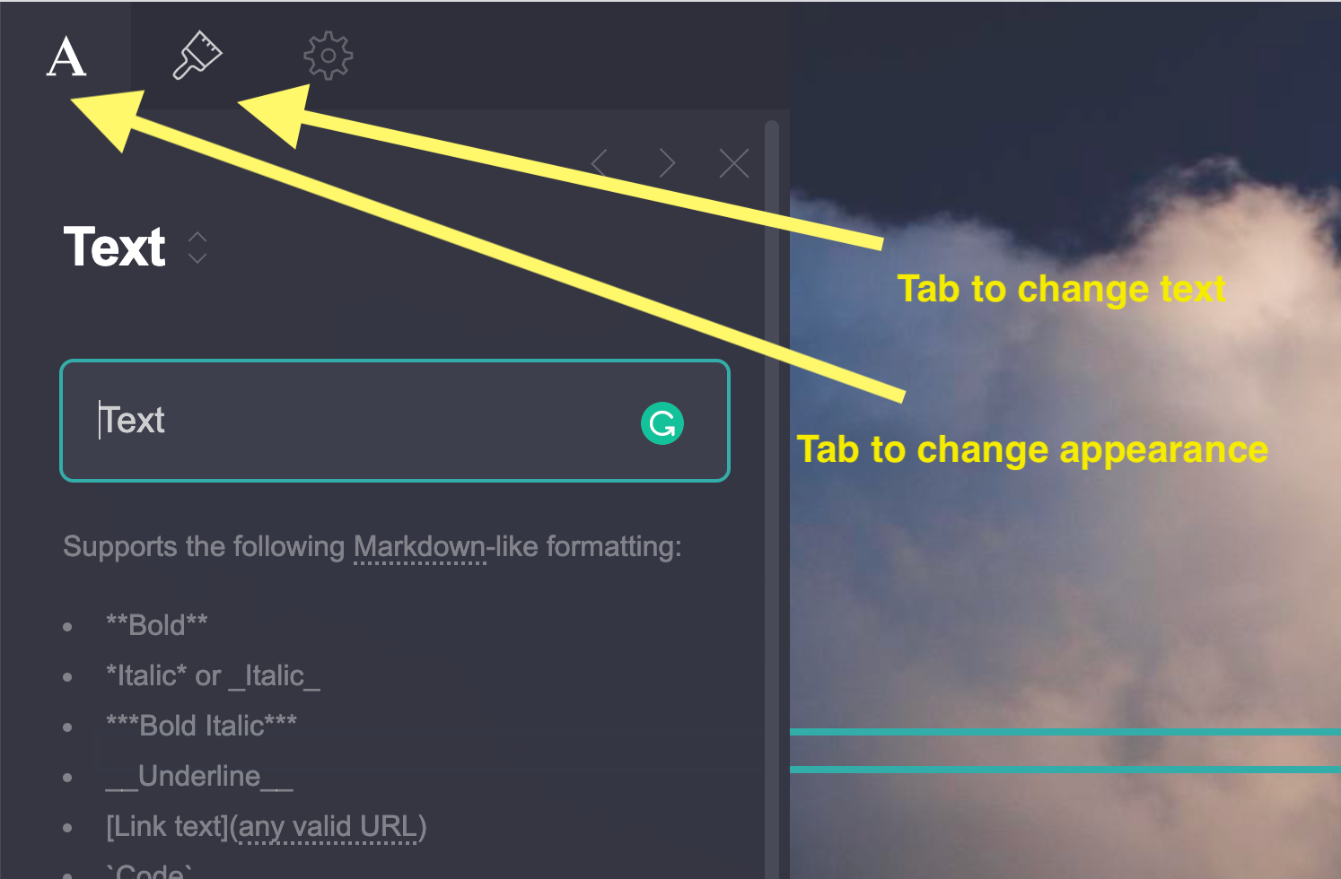 Change text and appearance