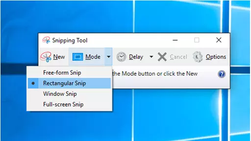 Select mode in Snipping Tool