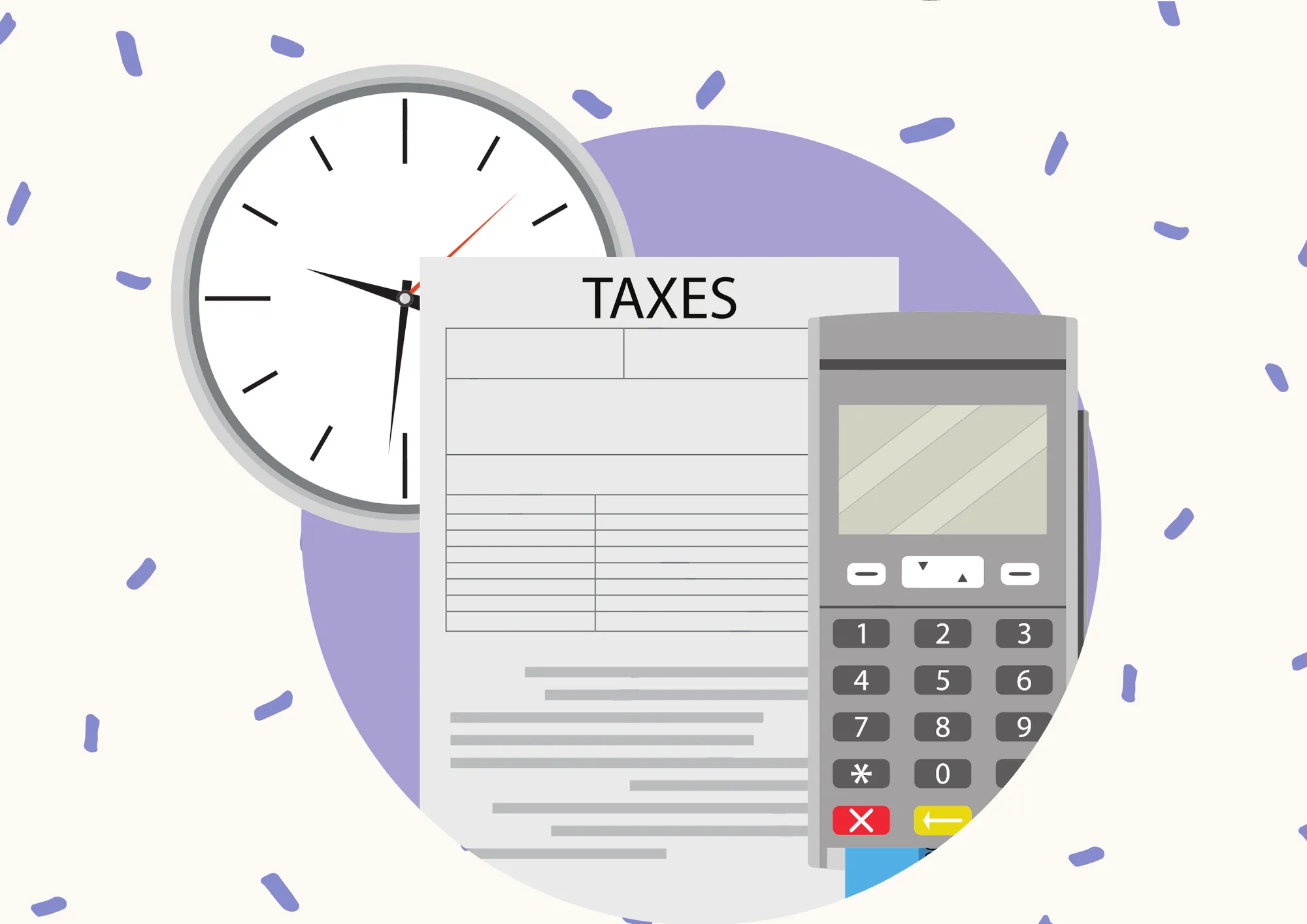 tax form with clock