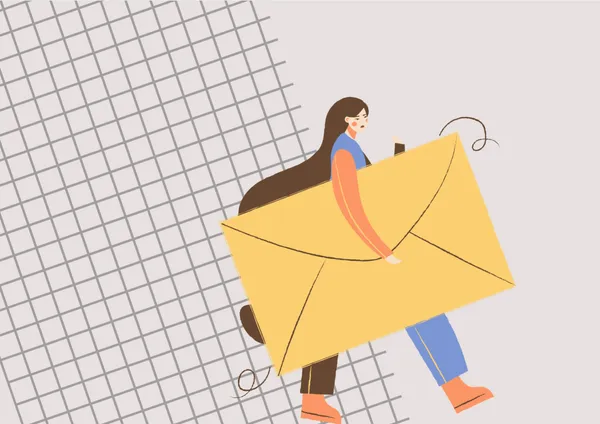 Illustration of a woman holding a giant envelope