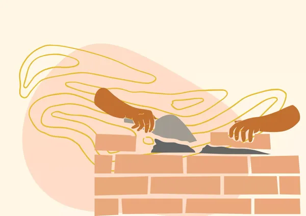 Illustration of bricks being laid