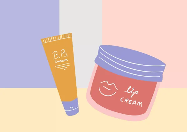 Illustration of lip and BB cream